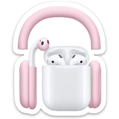Airpods max with Two light pink bows were tied on either side of the headset sticker