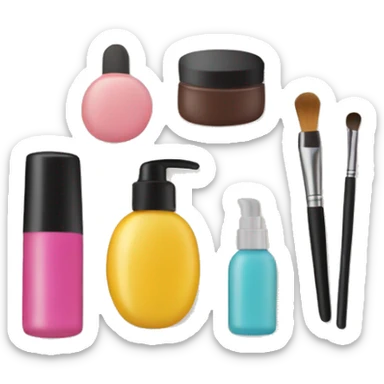 cosmetic bag with cosmetics sticking out sticker