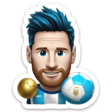leo messi con el balon de oro y la camiseta de entrenamiento azul de argentina sticker