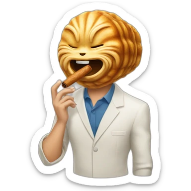 man with a taiyaki head smoking a cigar sticker