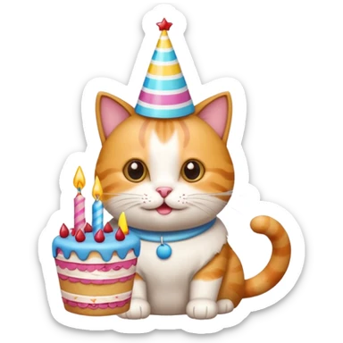 Happy cat with birthday  sticker