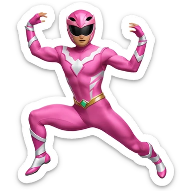 Pink Power Ranger leaping or spinning in a dramatic dance move sticker