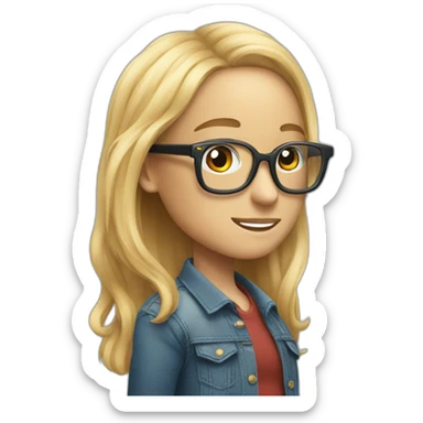 Mac Miller With a blond girl with glasses and long hair sticker