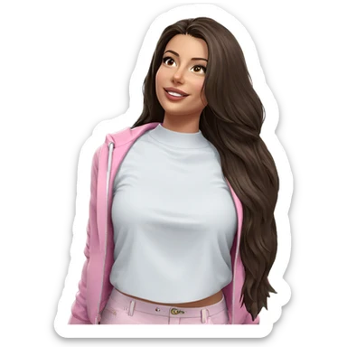 smiling girl in pink jacket sticker