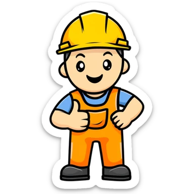 happy construction worker giving thumbs up sticker