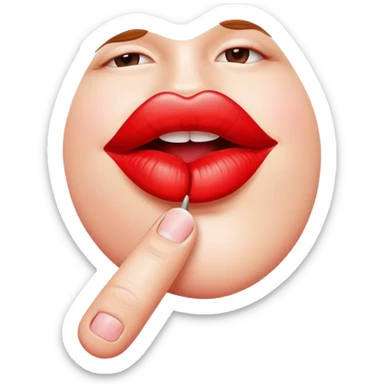 Labios con un dedo señalando sticker