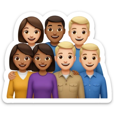 6 people, 4 men and 2 women sticker