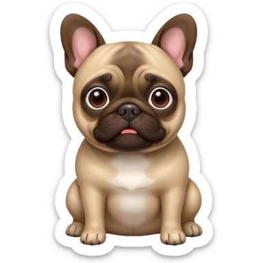 Dark Brown (pug crossed with french bulldog) dog I'd like a 3D emoji sticker