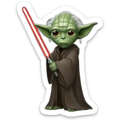 Dark Yoda with a red lightsaber sticker