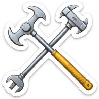 consturction spanner and hammer in a form of cross sticker