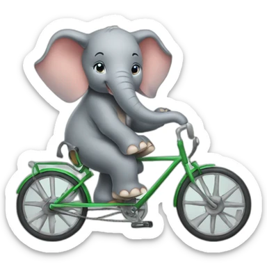 elephant calf driving a bycicle sticker