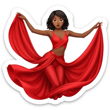 Emoji de una mujer pelinegra bailarina de danza aerea haciendo figuras en la tela sticker