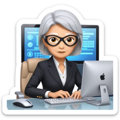 grandmother ninja working in GenAI sticker