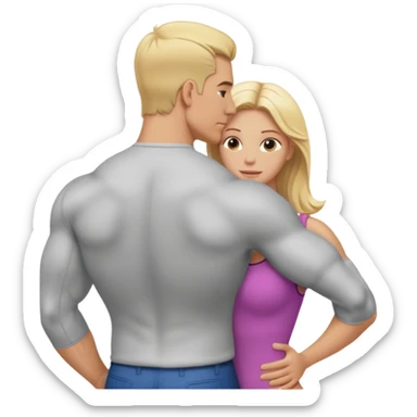a white muscular man rubbing blonde white lady back sticker