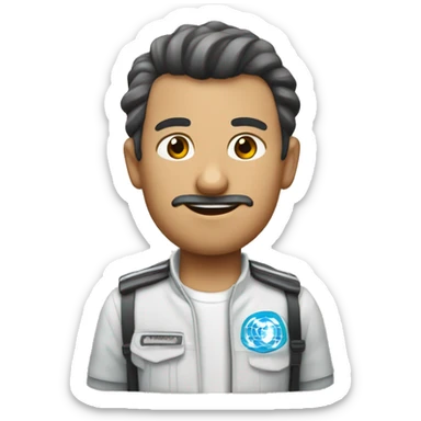 un chico con un silbato y cronómetro sticker