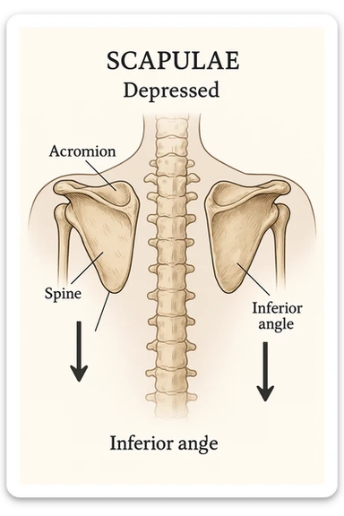 Scapole che vanno in giù depresse, viste anatomicamente. Fallo capire magari con frecce in basso sticker