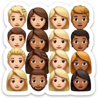 a large group of diverse people, emoji style sticker