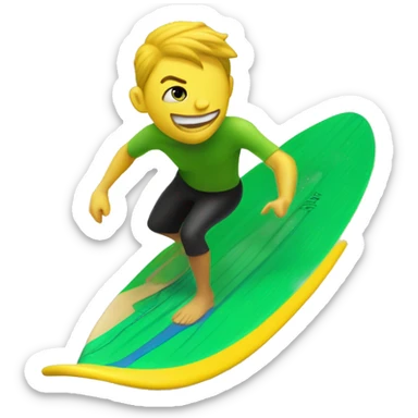 Un magicien sur une planche de surf jaune et verte sticker