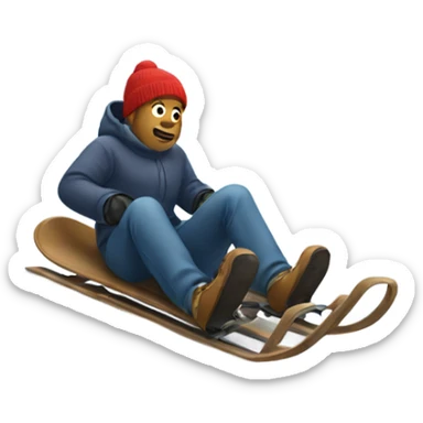 Someone sledding down a hill sticker