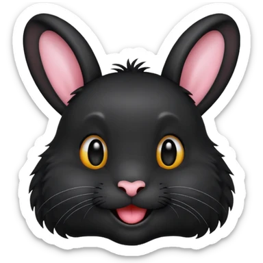 emoji d'une tête de lapin noire qui dit bonjour sticker