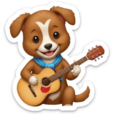 happy dog playing guitar sticker