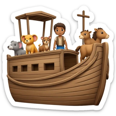 Noah with animals boarding a large wooden ark sticker