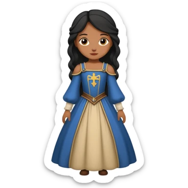 Crea a una chica de pelo corto color negro con vestido medieval sticker