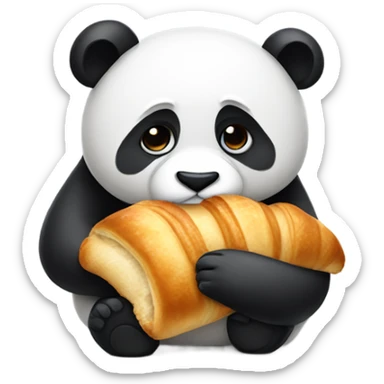 Sad panda eating croissant  sticker