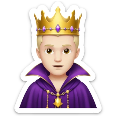Vampire King, Young vampire king in purple robe, wearing a crown, confident smirk. sticker