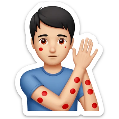 Text Sameer, itching and have red spots all over the body sticker