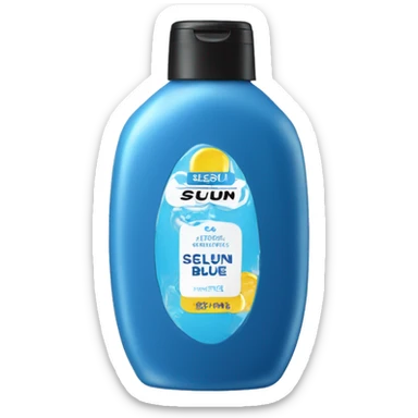 Blue Shampoo with a label that says Selsun Blue sticker
