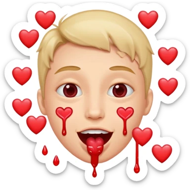 quelqu'un tres content avec des coeur a la place des yeux et de la salive qui coule de sa bouche. il faut des coeur a la place de yeux sticker
