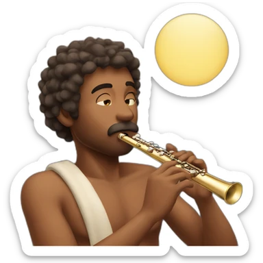 Shirtless man blowing a flute sticker
