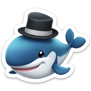 Cute whale with a hat sticker