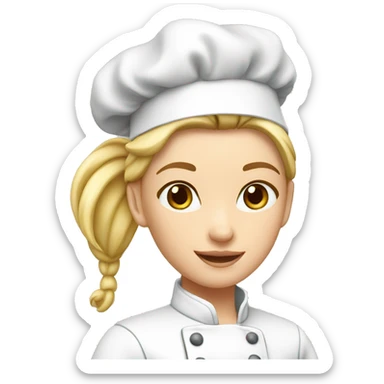 chef blond ponytail with hazel eyes and white skin sticker