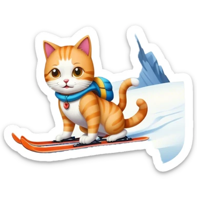 A CAT skiing down a mountain sticker