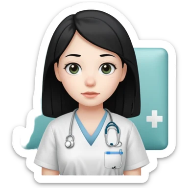 girl with black hair in psych ward sticker