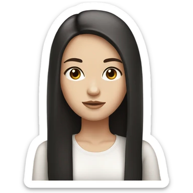 White girl with black long straight hair brown eyes sticker