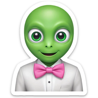 Alien with pink bowtie sticker