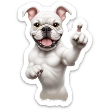 White bulldog with hang loose hand  sticker
