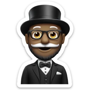 mr monopoly black ethnic with beard and glasses sticker