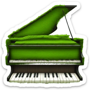 Piano covered in green moss sticker