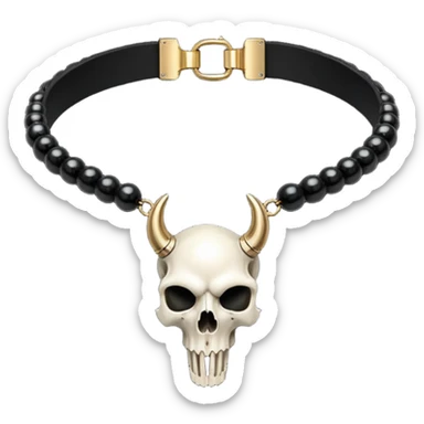 Black beaded choker with animal skull sticker