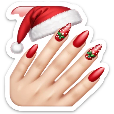 create a nail design that is red, aesthetic, christmas, and girly sticker