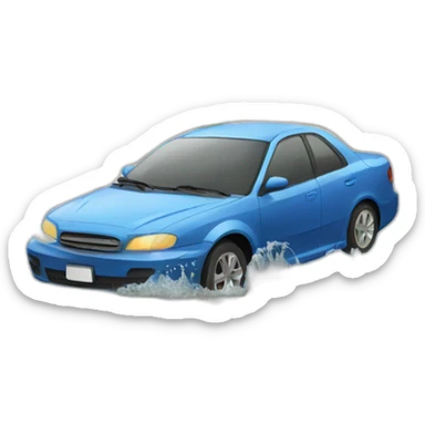 car crash in a fountain sticker