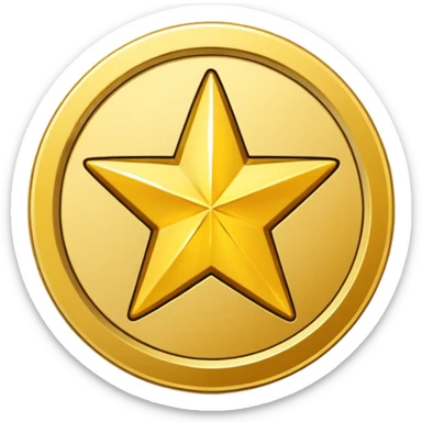 Gold star coin emoji in a circle sticker