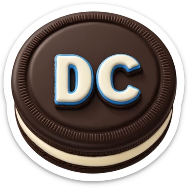 DC letters in a oreo cokkie sticker