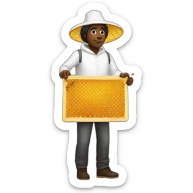 Tall black man beekeeper with honeycomb full body sticker