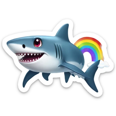 shark with heart eyes and throw up rainbow sticker