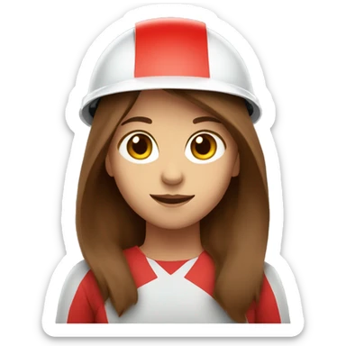 girl with a long brown hair wearing red colored safety helmet sticker